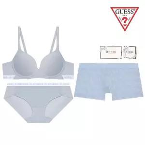 [게스]커플속옷 언더웨어 커플세트 선물포장 노와이어 그레이블루 커플속