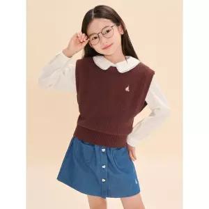 빈폴 키즈 여아 면 데일리 니트 베스트 브라운 BI4751G01D G01D 키즈아우터 아