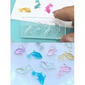 금붕어 잉어 물고기 네일 아트 디자인을위한 실리콘 몰드 장식 3D 릴 DIY 도구 Uv 수지