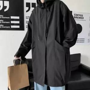 블랙 검정 야상점퍼 남성용 롱자켓 후드집업 스타일 아우터 야상패딩 (WB6F76B)