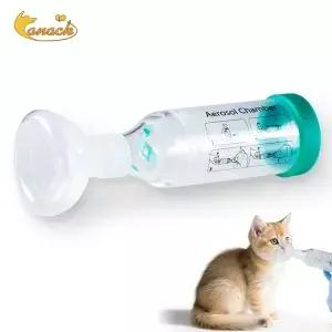고양이 에어로졸 챔버 애완견 휴대용 흡입기 스페이서 호흡 표시기 실리콘 마스크 (수 장비 동물병원용)
