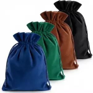 Apojgitn 4Pcs 5.1x7.08 인치 벨벳 선물 가방 소프트 드로스트링 파우치 미니 천 보석 타로 카드 룬
