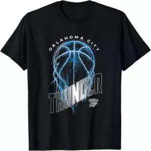 NBA 오클라호마시티 썬더 라이트닝 볼트 농구 로고 티셔츠 스몰 블랙