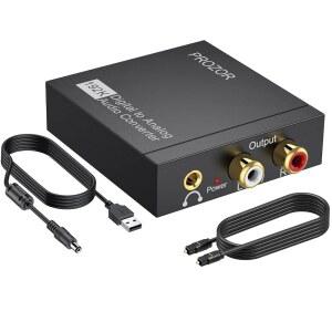 [미국배송] PROZOR 192KHZ 디지털아날로그 오디오 변환기 DAC 광아날로그 L/R RCA 3.5MM 디지털 SPDIF TOSLINK 광3.5MM 잭 어댑터 ps3플스호환용 HD DVD PS4 AMP 애플호환 TV 홈 시네마용