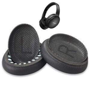 메이트캐슬 QC35 이어 패드 QC45 쿠션 교체 업그레이드된 보스 콰이어트컴포트 QC25 QC15 QC2 헤드폰 더 두껍고 측면 주름 없음(블랙)