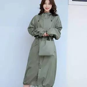 롱우비 남녀공용 그린 코트 레인코트 바람막이 L-WF8F6E7