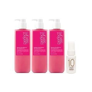 미쟝센 퍼펙트 세럼 컨디셔너 스타일링 680ml, 3개 + 증정(살롱10 노워시 극손상 앰플 트리트먼트, 30ml, 1개)