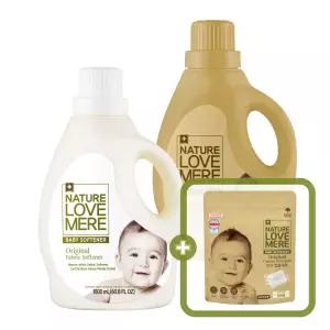 네이쳐러브메레 아기세탁세제 용기형+ 아기섬유유연제 용기형 1800ml 총 2개+아기캡슐세제 10개입 1팩