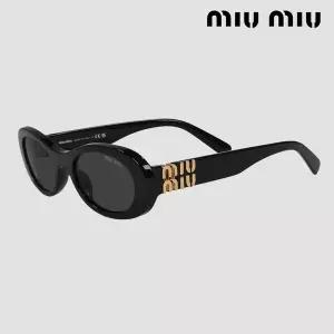 [미우미우] 글림스 선글라스 MU 06ZS 1AB5S0 오벌 블랙