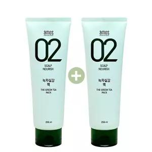 아모스 02 녹차실감 팩 250ml 2개 세트두피 모발 케어 팩