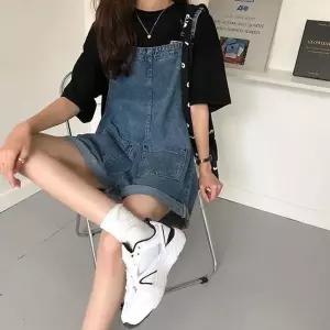 [하프클럽/셀러허브_여성트랜드패션]멜빵 데님 멜빵청바지 청 반바지 귀여