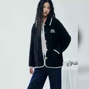 [롯데백화점]쥬크 알파카 블렌디드 니트 배색 하프 자켓 코트  (Z254MSG714)