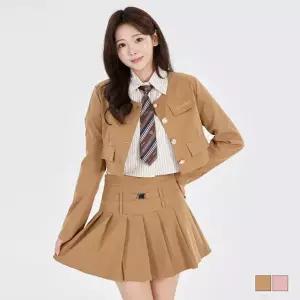 4버튼 여자 긴팔 쓰리피스 세트  학생복