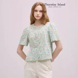 [Thursday Island] 플라워 자수 블라우스(T244MBL238W)