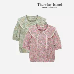 [Thursday Island] 레이스 세일러카라 블라우스(T244MBL240W)