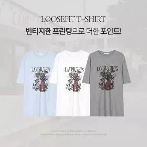 핫핑 [체형커버/꾸안꾸] 비크딘 프린팅 루즈핏 반팔티셔츠