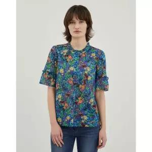 올리비아로렌 프린트 아사 반팔 블라우스__VVCNS4M5271 1222680