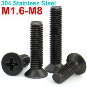 5 50PCS M1.6 M2 M2.5 M3 M4 M5 M6 M8 검정색 304 스테인레스 스틸 크로스 플랫 카운터 싱크 볼트 나사 길이 3MM 60MM