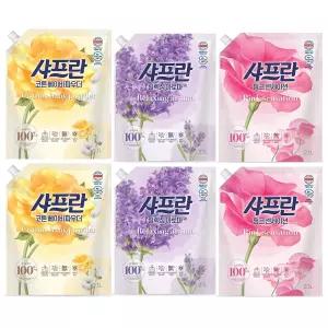 샤프란 섬유유연제 리필형 2100mlX6개/ 세탁 세제 사용후