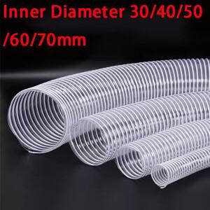 1미터 내경 30/40/50/60/70mm 흰색 투명 PVC 튜브 먼지 흡입 진공 연기 호스 파이프
