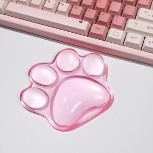 고양이 발 모양 마우스 손목 받침대 투명 젤 지지 패드 귀여운 흰색 인체공학적 쿠션