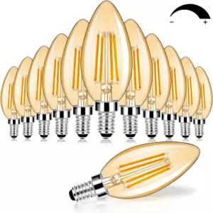 12팩 디밍 가능한 E12 LED 캔델라브라 전구 60W 등가 2200K 소프트 웜 화이트 600루멘 B11 베이스 6W C35