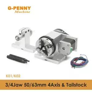 미니 라우터용 CNC 분할 헤드 회전 4 1 G-Penny 축 키트 테일스톡 Nema17 스텝퍼 모터 50mm