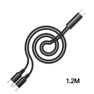양방향 -C 케이블 Y-분배기 충전 코드 와이어 2포트 USB C 남성-남성 커넥터 스마트폰 태블릿용