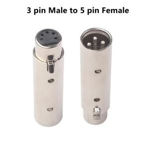 3핀 XLR ~ 5 DMX 금속 케이스 변환기 어댑터 오디오 조명 OR 무대 및 극장 커넥터