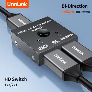 Unnlink 4K60HZ HDTV 양방향 2포트 4KX2K 분배기 스위치 (노트북 PC  플스호환  TV 박스에서 모니터  프로