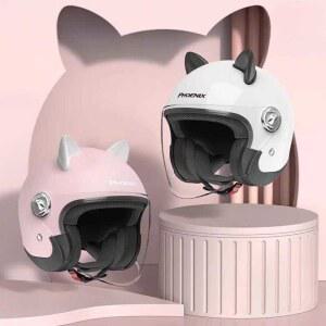 고양이 하이바 오토바이 사고방지 모카색 모자 귀헬멧 거울 보호장비 신 안개 장식 프레임 방지 프 경량 이즈 GXT 아이스