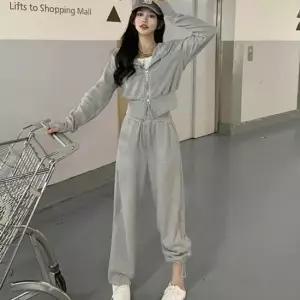 데일리룩 여성 투웨이 크롭 후드집업 SET 스트링 조거팬츠 셋업