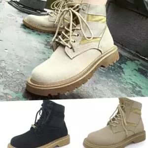 여성 가을 부츠 가을 부츠 레이스업 스웨이드 데일리 캐주얼 겨울 트레킹 워커 미들 로우
