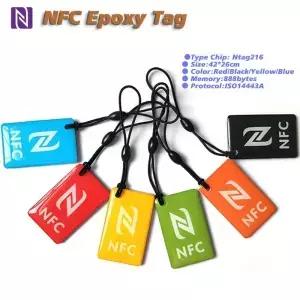 에폭시 미니 카드 NFC 스티커 NTAG216 888 바이트 근접 13.56MHz ISO14443A 소형 RFID 태그 42x26cm 방수