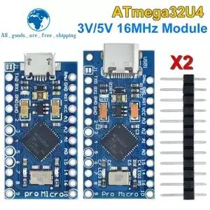 TZT 프로 마이크로 ATmega32U4 5V 16MHz 오리지널 칩 대체용 아두이노 미니용 2열 핀 헤더 포함 레르도