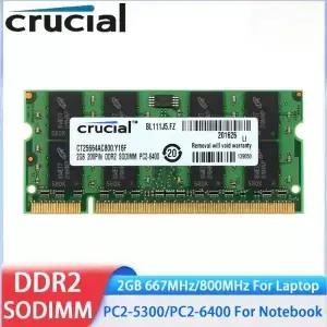 Crucial Memoria 노트북 RAM DDR2 2GB 667MHz 메모리 SOM PC25300 비 ECC 버퍼링되지 않음