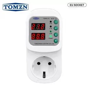 TOMZN 자동 전압 전류 보호 소켓 AC 110V 220V 조절 가능 16A 전력 서지 보호기 EU 플러그 TOSVA16