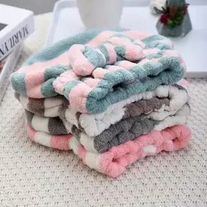 1pcs 드라이 헤어 타올 여성을위한 빠른 건조 캡 샤워 스트라이프 패턴 슈퍼 흡수성 목욕 액세서리 보닛