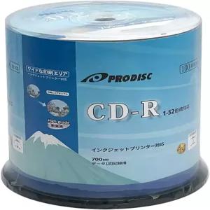 Prodisk CDR 700MB 52X 화이트 잉크젯 허브 인쇄 가능 레코딩 미디어 100개의 일본 한정판 빈 CD 음악 및