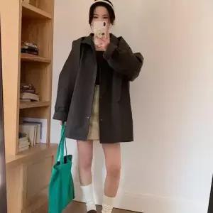 하프 캐주얼 봄 트렌치코트 코트 여자야구점퍼 오버핏 후드 빅핏 ible1