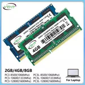 VEHT DDR3 2GB SOM 메모리 Ram 8500 10600 12800 204Pin PC3 1.5V 1.35V 1066 1333 1600Mhz 노트북