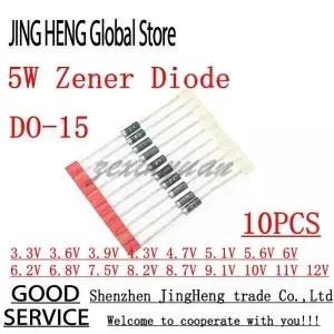 10 개/몫 5W 제너 다이오드 CASE17 3.3V 3.6V 3.9V 4.3V 4.7V 5.1V 5.6V 6V 6.2V 6.8V 7.5V 8.2V 8.7V 9.1V