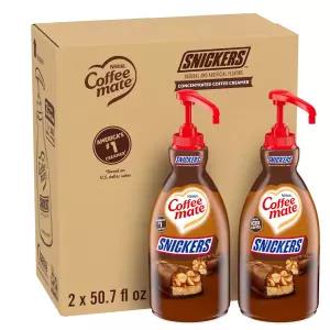 네슬레 커피 메이트 크리머 스니커즈 농축액 펌프 병 유제품 없음 냉장 50.7 fl oz 2팩