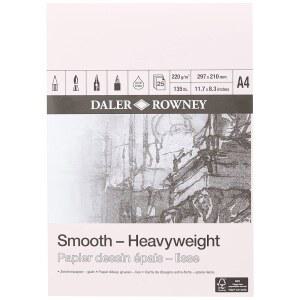 DALER ROWNEY SMOOTH 220GSM A4 고중량 25장 이상적 접착 화이트 시트 학생에게 페이퍼 패드 무산성 천연 1면 아티스트 전문 드로잉