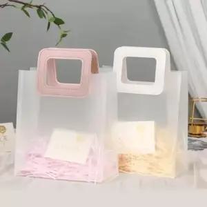 투명쇼핑백 반투명 쇼핑백 구디백 핑크손잡이(대)