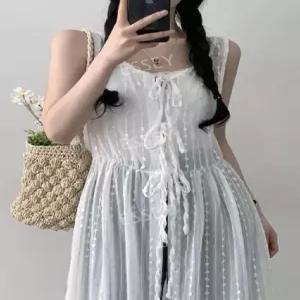 여성 조끼 여자 레이스 비치 롱가디건 옷 롱 루즈핏 니트 가디건 여름 로브 카디건 데일리