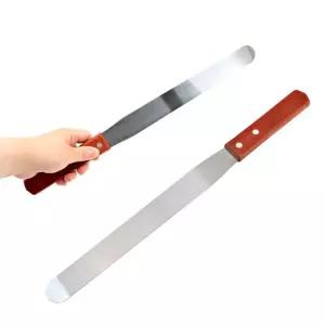 kimspp 우드핸들 스텐 스패츌라(대) 375mm 스패츌러 스패튜라 스패튤라 베이킹 케이크 크림나이프 아이싱