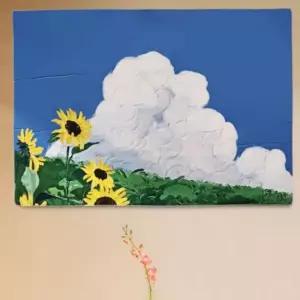 해바라기 그림 패브릭 포스터 벽장식 유화 인테리어 액자 S 포스터 패브릭 벽가리개