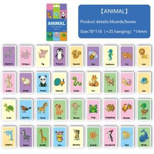 36PCS 동물 모양 및 시간 플래시 카드 세트 어린이를 몬테소리 조기 학습 교육 장난감 색상 인식