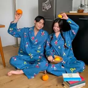 여자 꾸안꾸 루즈핏 캐릭터 면 소재 라운지웨어 세트